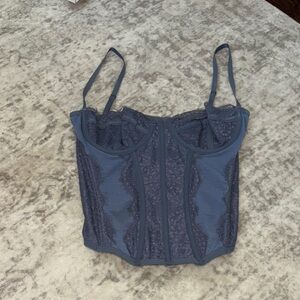 Urban Outfitters Slate Blue Lace Bustier Top